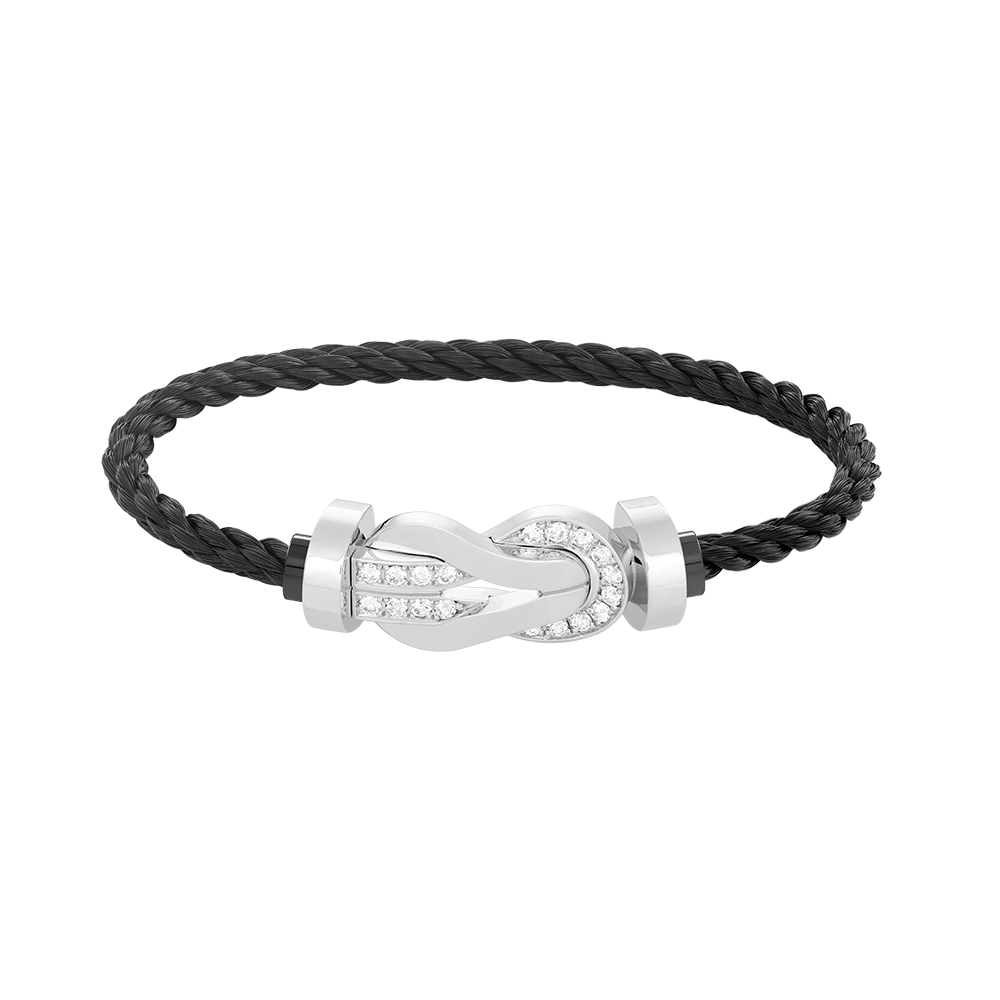 [moco jewelrys]CHANCE LARGE 8 FIGURE BUCKLE HALF DIAMOND BRACELET SILVER