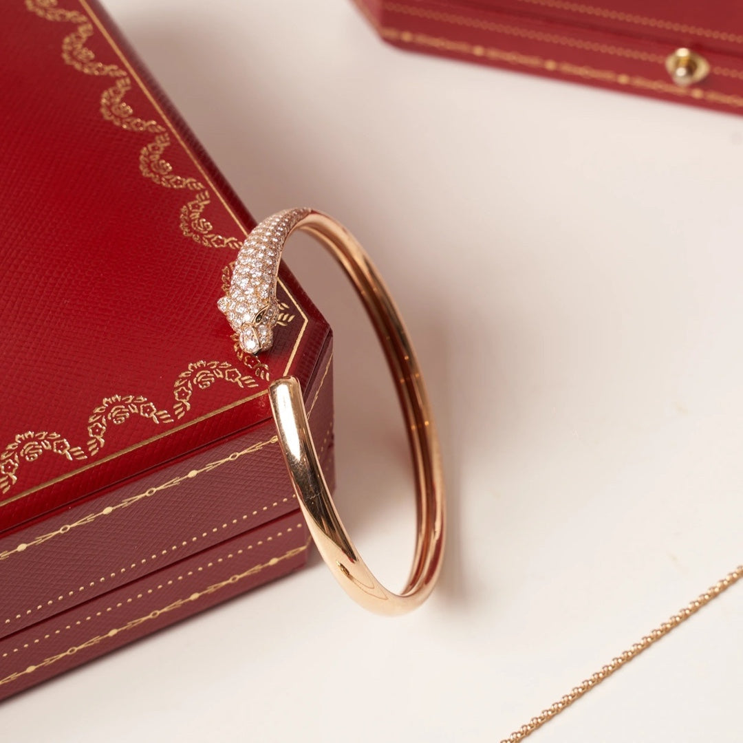 [moco jewelrys]PANTHER ROSÉGOLD DIAMANT OFFENER ARMBAND
