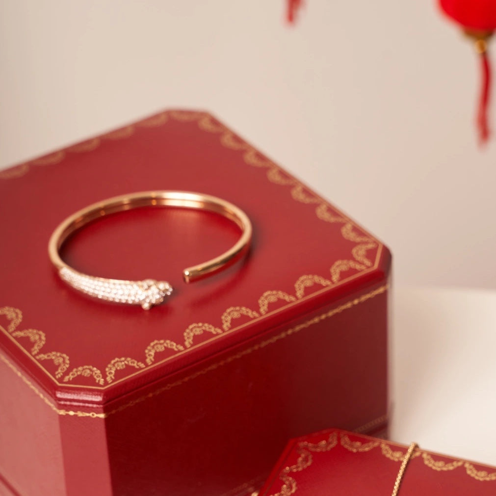 [moco jewelrys]PANTHER ROSÉGOLD DIAMANT OFFENER ARMBAND