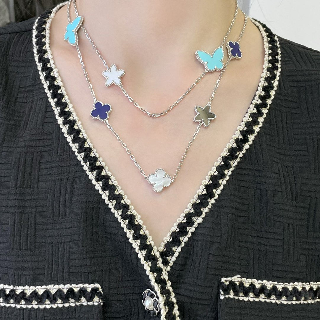 [moco jewelrys]LUCKY CLOVER SILBER 11 MOTIV HALSKETTE