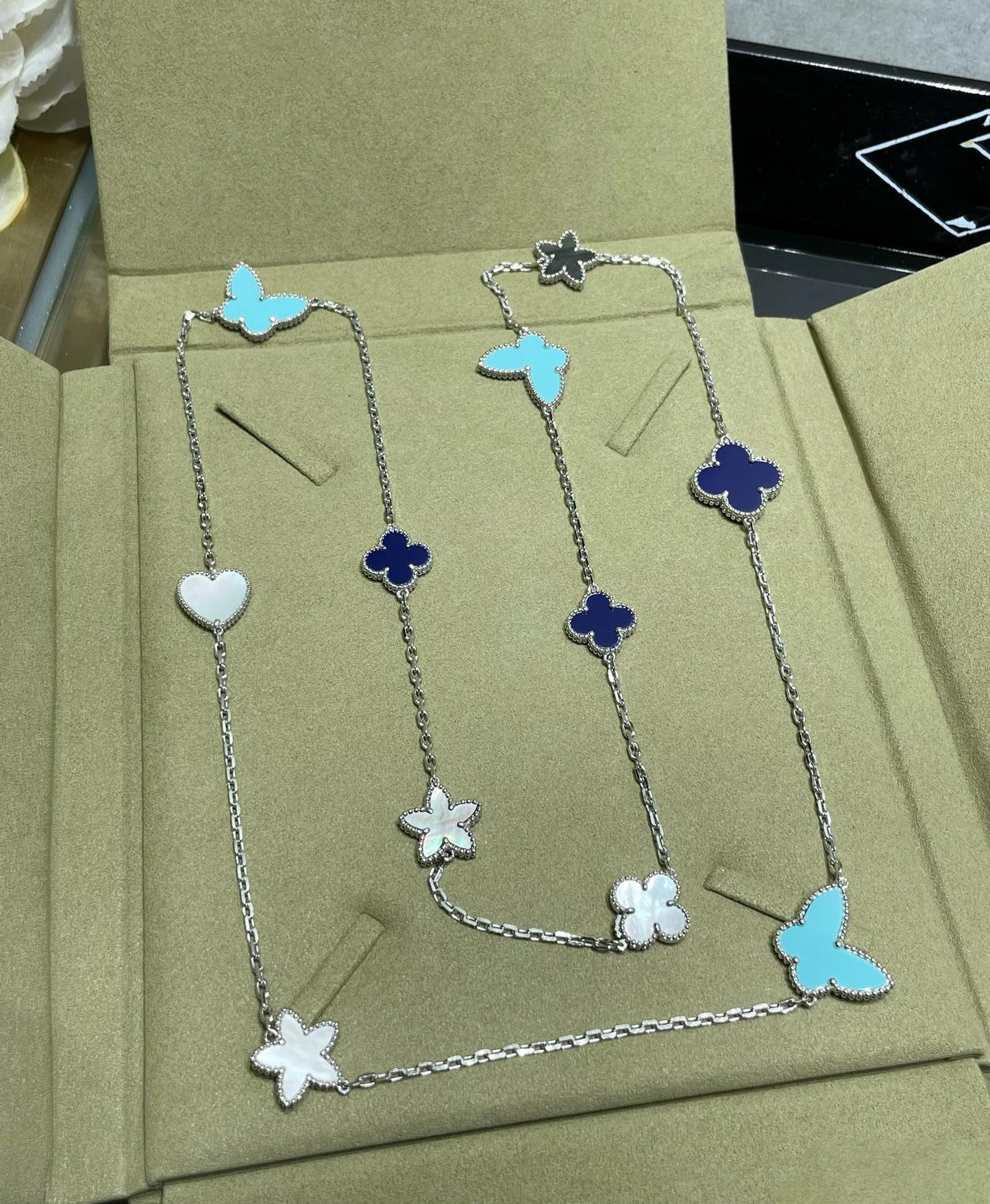 [moco jewelrys]LUCKY CLOVER SILBER 11 MOTIV HALSKETTE