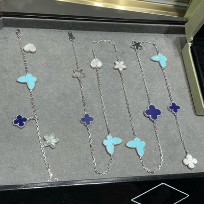 [moco jewelrys]LUCKY CLOVER SILBER 11 MOTIV HALSKETTE