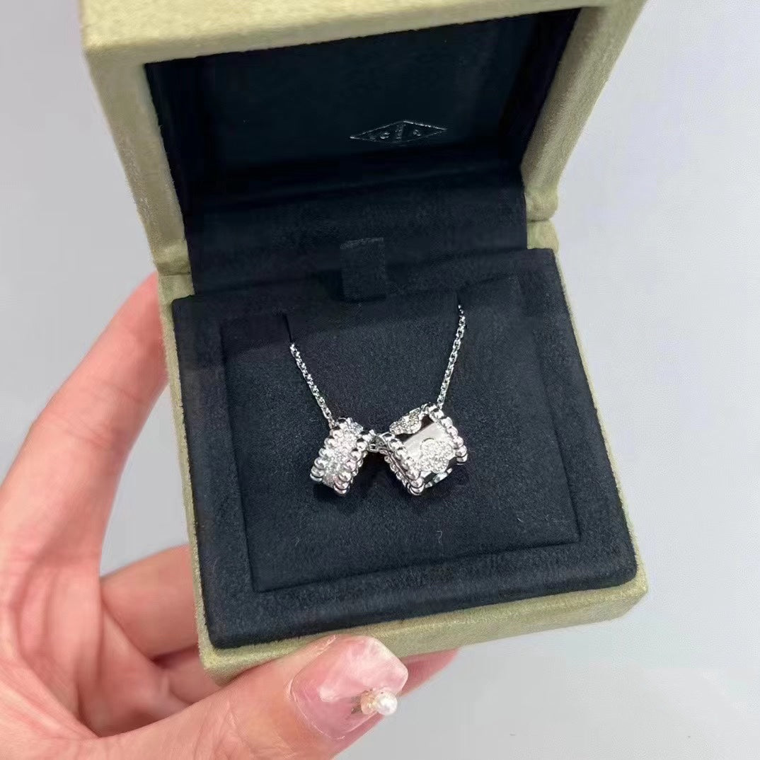 [moco jewelrys]PERLEE DOPPELTER ANHÄNGER SILBER DIAMANTEN HALSKETTE
