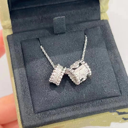 [moco jewelrys]PERLEE DOPPELTER ANHÄNGER SILBER DIAMANTEN HALSKETTE