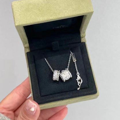 [moco jewelrys]PERLEE DOPPELTER ANHÄNGER SILBER DIAMANTEN HALSKETTE