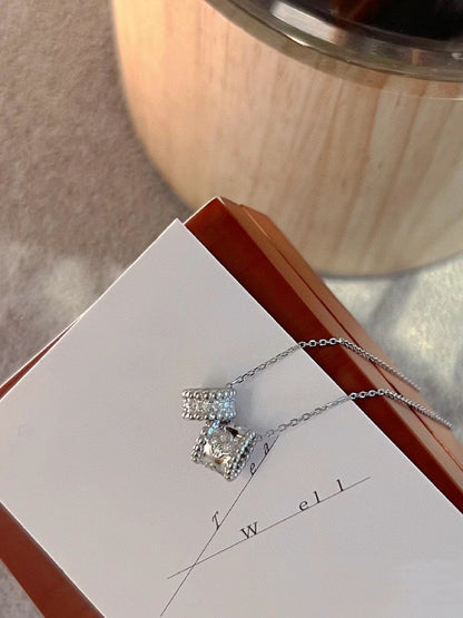 [moco jewelrys]PERLEE DOPPELTER ANHÄNGER SILBER DIAMANTEN HALSKETTE