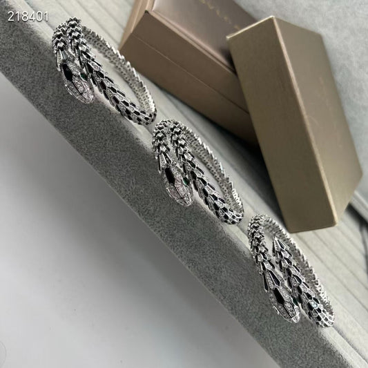 [moco jewelrys】NEW OBSIDIAN & DIAMOND SERPENT BRACELET