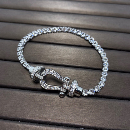 [moco jewelrys]FORCE GROSSES HUFEISEN VOLLSTÄNDIGES DIAMANT TENNISARMAND