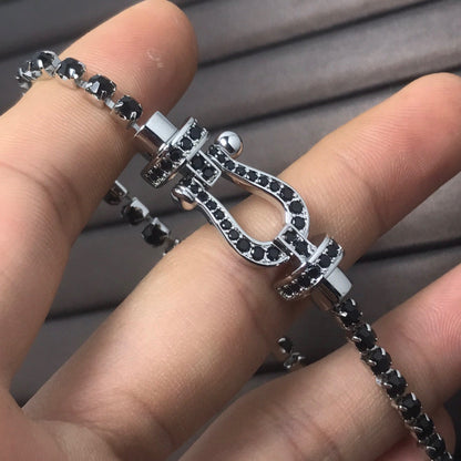 [moco jewelrys]FORCE GROSSES HUFEISEN VOLLSTÄNDIGES DIAMANT TENNISARMAND